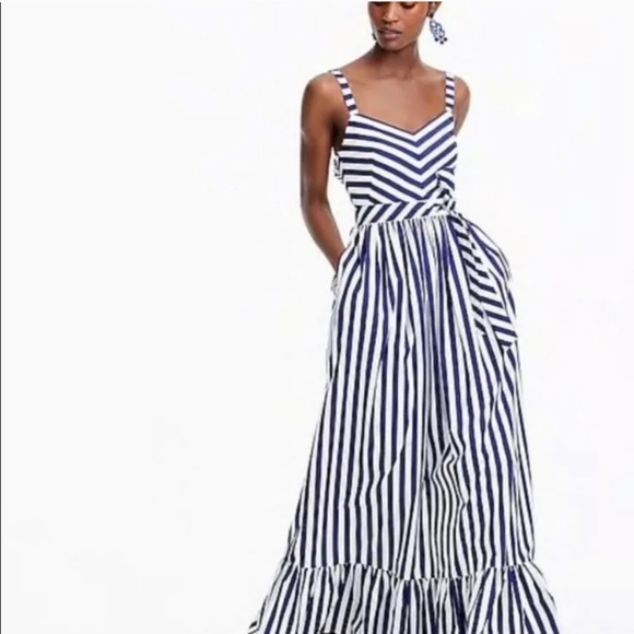 J. Crew Dresses & Skirts - J Crew New Striped Mason Ruffle Maxi Dress